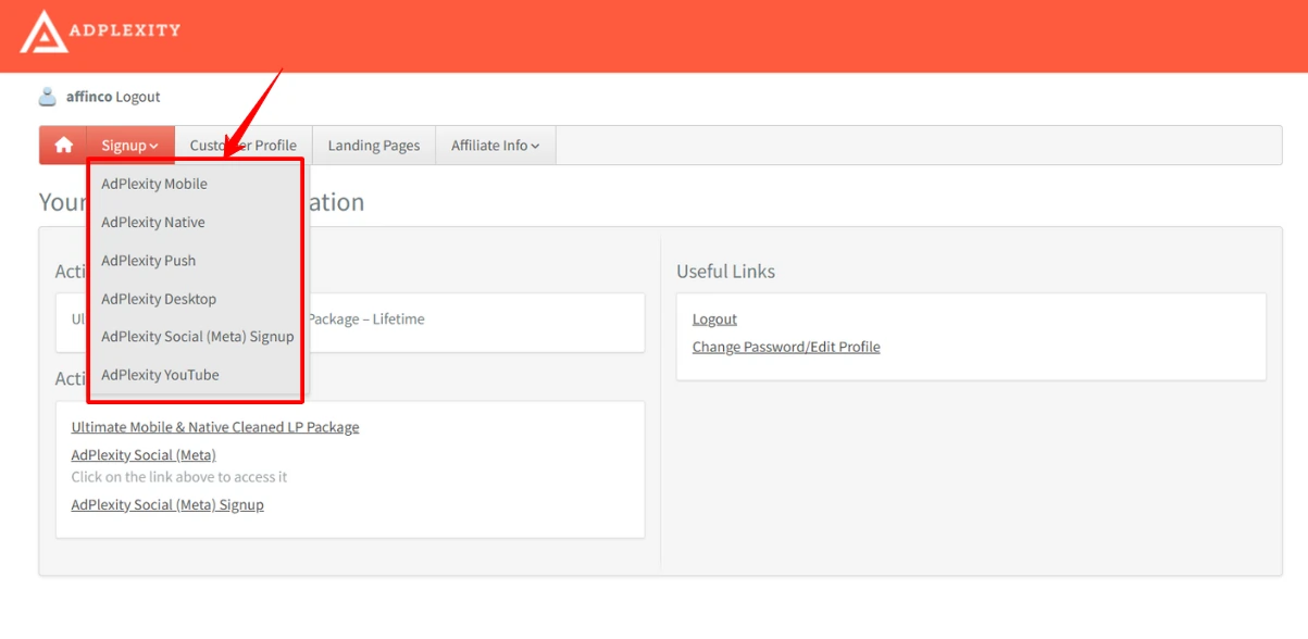 AdPlexity Module Selection for Affiliate Research