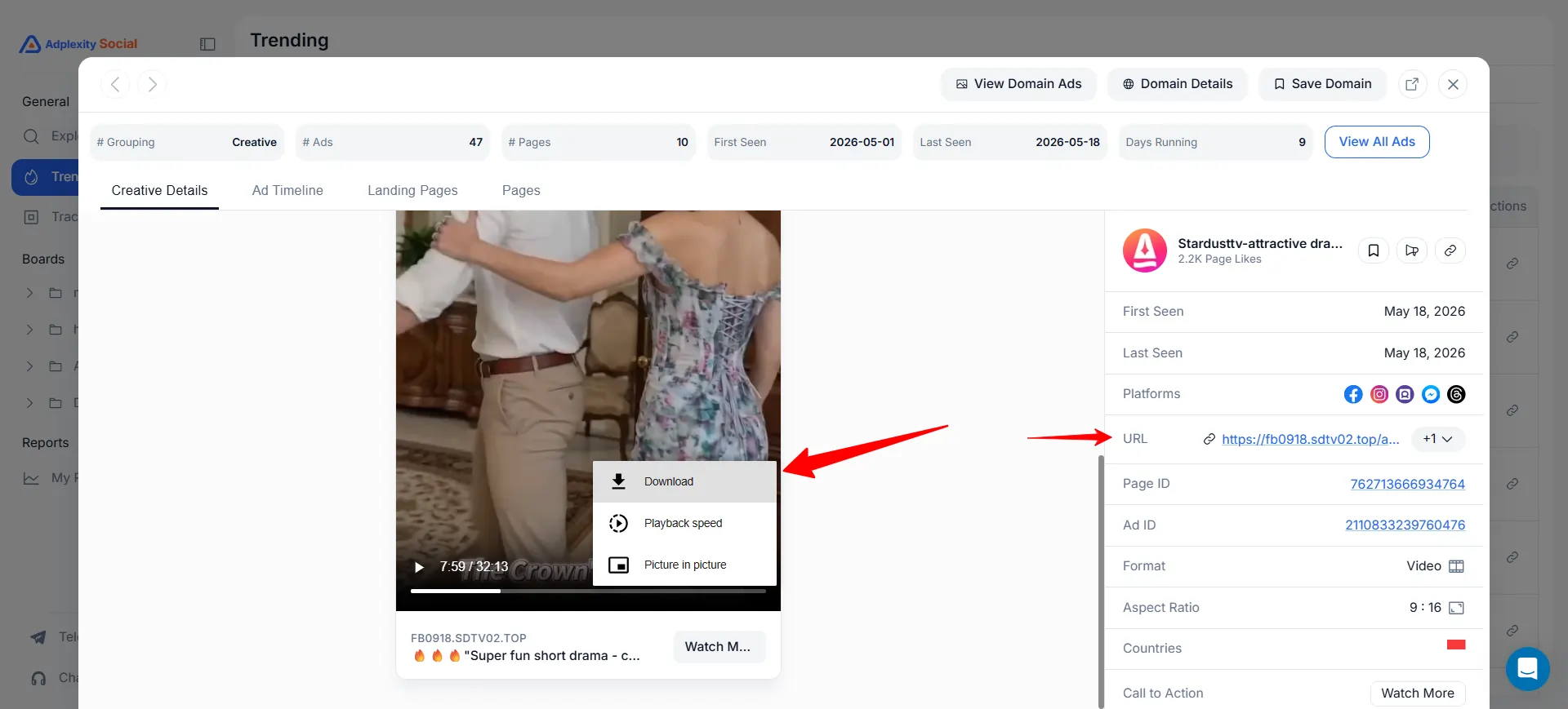 Downloading Creatives and Landing Page Assets With AdPlexity